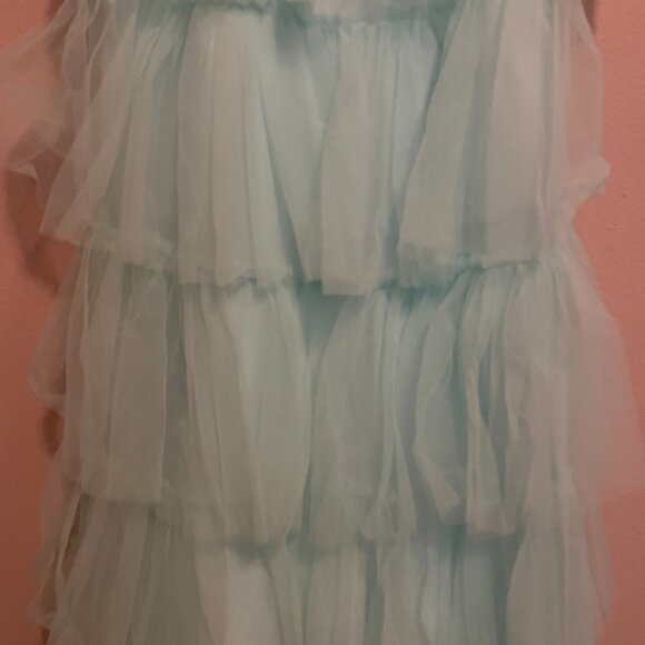 Next/UP Size 1/2, Baby Blue, Illusion Lace Corset, Tulle Ruffle Tiered Ball Gown - Picture 10 of 11